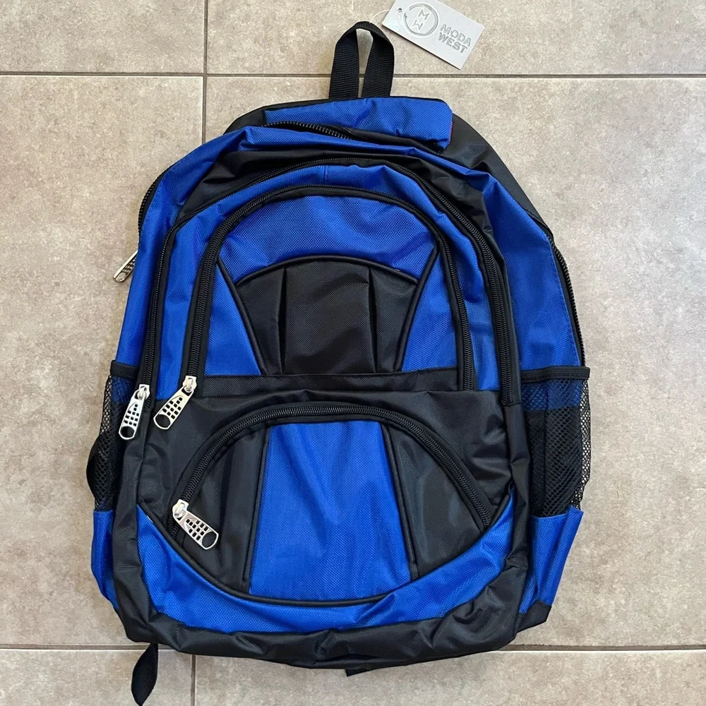Moda west 17” black and blue NWT backpack